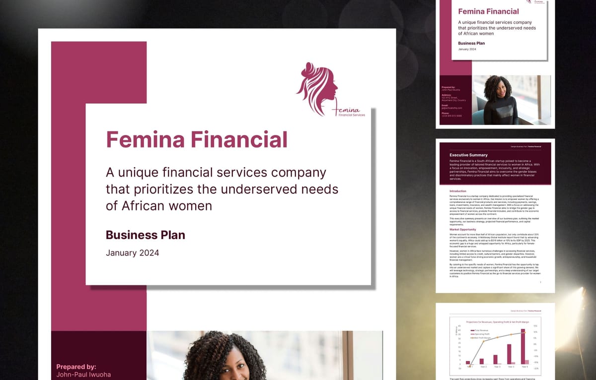 Financial Services Company Business Plan Femina Financial
